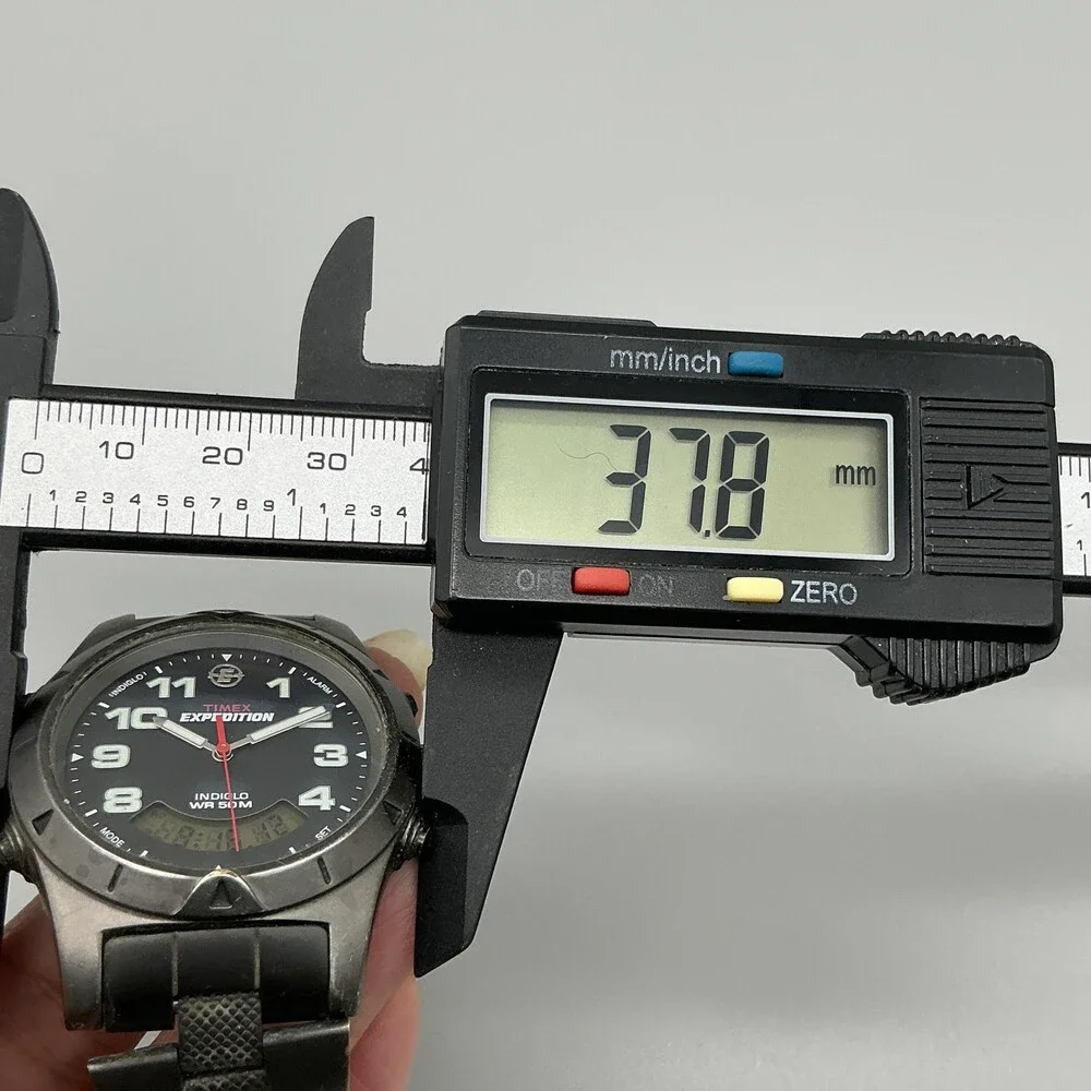 Timex Expedition Indiglo Men Watch 38mm Black Dial Analog Digital New Battery 7